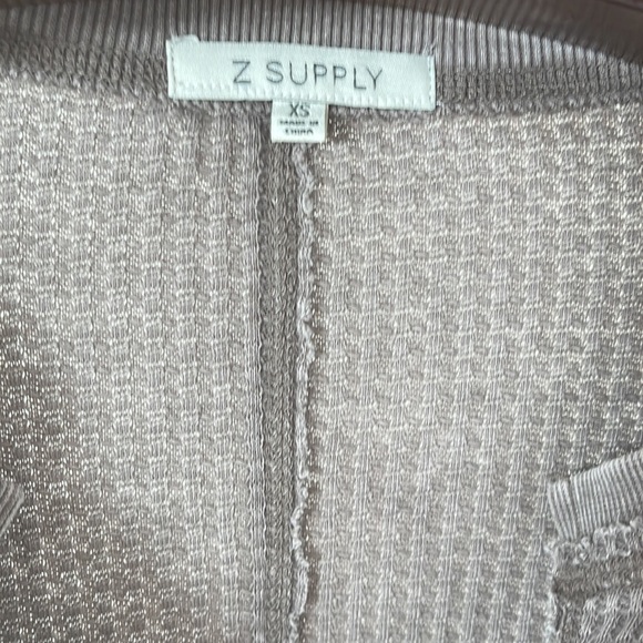 Z Supply Waffle Knit Henley Thermal Sweatshirt Top - Picture 6 of 9